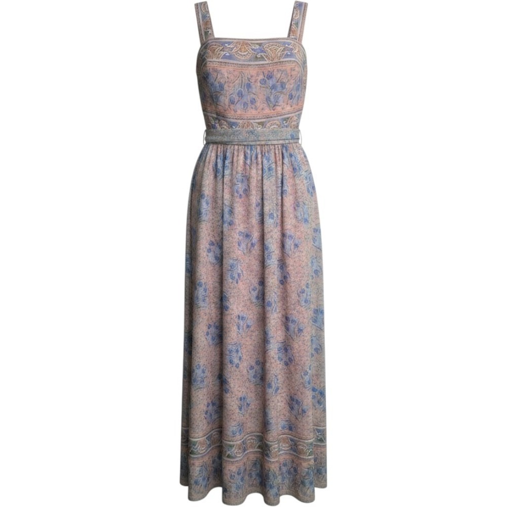 Vintage Miss Elliette California Floral Paisley Maxi Dress with shawl 27"/size 4